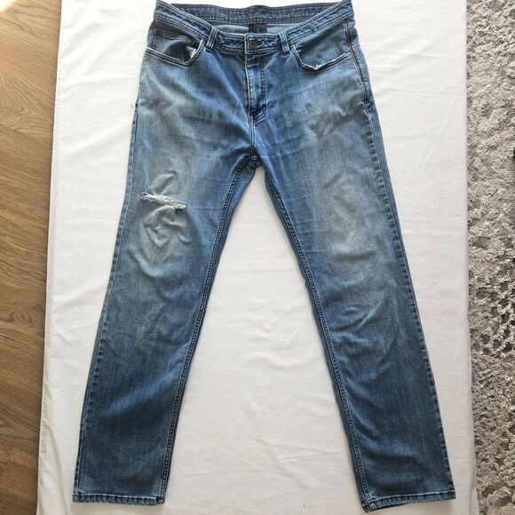 PRANA Distressed Slim Fit 36W 32L Mens Jeans - Picture 1 of 10